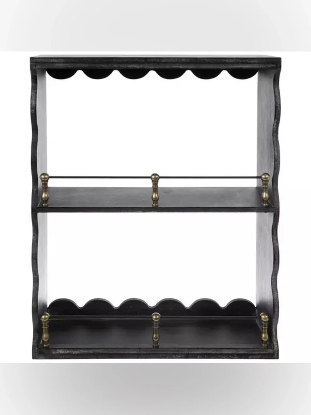 Black Scalloped & Railed Wood Wall Shelf